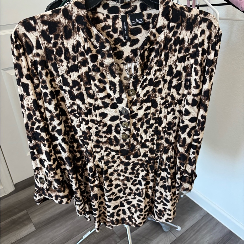 Leopard Print Button-Up Women's Top